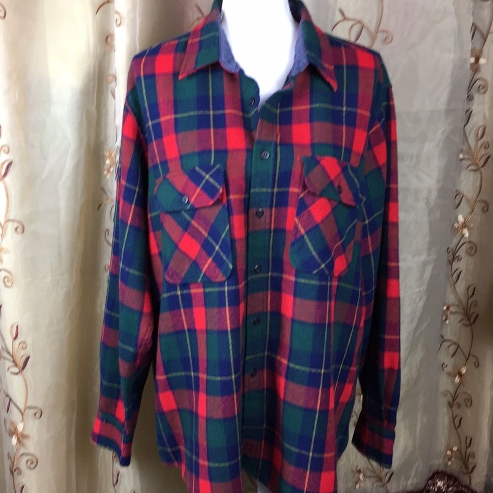 Vintage Shacket Wool Blend Plaid Shirt Sz XLT